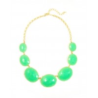 Mint Oval Faceted Gemstone Station Statement Necklace